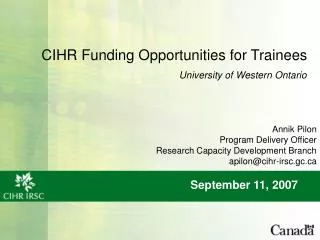 CIHR Funding Opportunities for Trainees