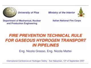 FIRE PREVENTION TECHNICAL RULE FOR GASEOUS HYDROGEN TRANSPORT IN PIPELINES