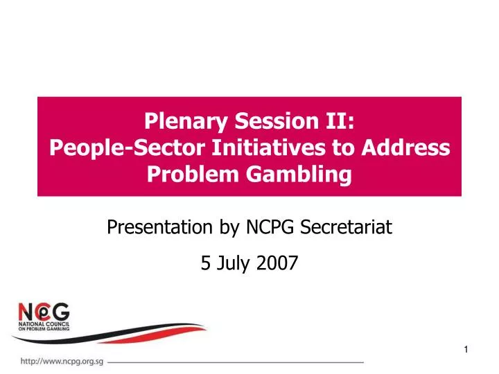 plenary session ii people sector initiatives to address problem gambling