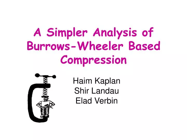 a simpler analysis of burrows wheeler based compression