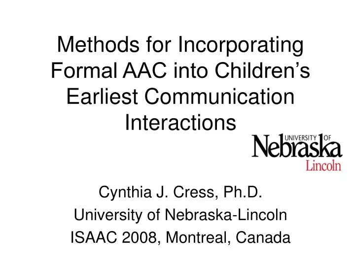 methods for incorporating formal aac into children s earliest communication interactions