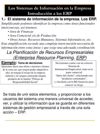 Los Sistemas de Información en la Empresa Introducción a los ERP