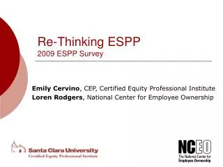 Re-Thinking ESPP 2009 ESPP Survey