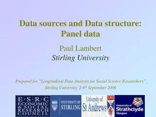 Data sources and data structure: Panel data