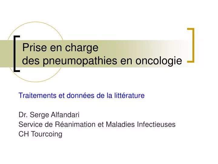 prise en charge des pneumopathies en oncologie