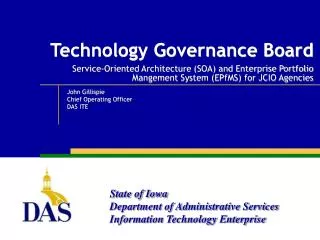 Technology Governance Board Service-Oriented Architecture (SOA) and Enterprise Portfolio Mangement System (EPfMS) for JC