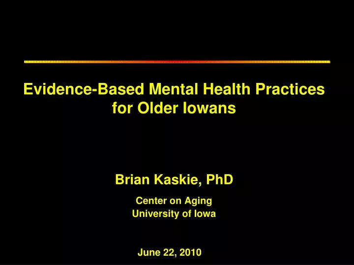 evidence based mental health practices for older iowans