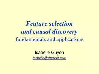 Feature selection and causal discovery fundamentals and applications