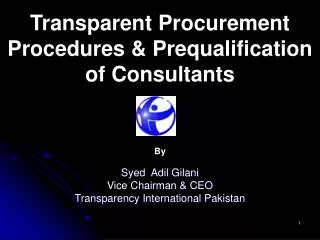 Transparent Procurement Procedures &amp; Prequalification of Consultants