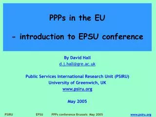 PPPs in the EU - introduction to EPSU conference