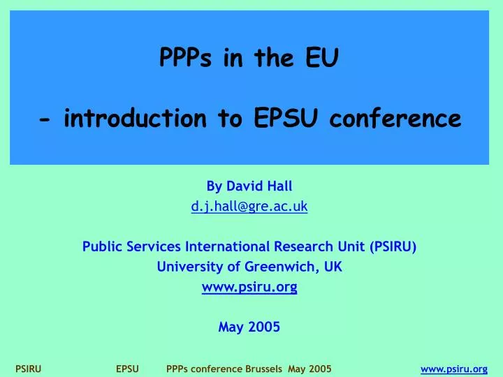 ppps in the eu introduction to epsu conference