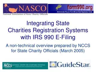 Integrating State Charities Registration Systems with IRS 990 E-Filing