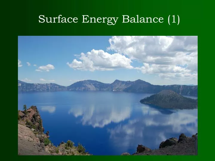 surface energy balance 1