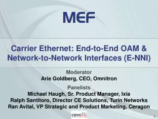 Carrier Ethernet: End-to-End OAM &amp; Network-to-Network Interfaces (E-NNI)