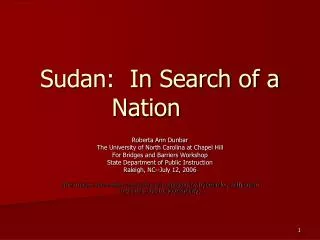 Sudan: In Search of a Nation