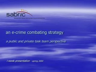 an e-crime combating strategy a public and private task team perspective