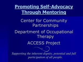 Promoting Self-Advocacy Through Mentoring