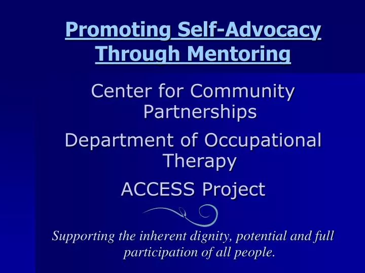 promoting self advocacy through mentoring