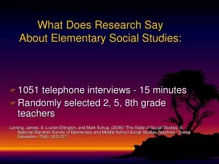 What Does Research Say About Elementary Social Studies: