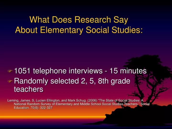 what does research say about elementary social studies