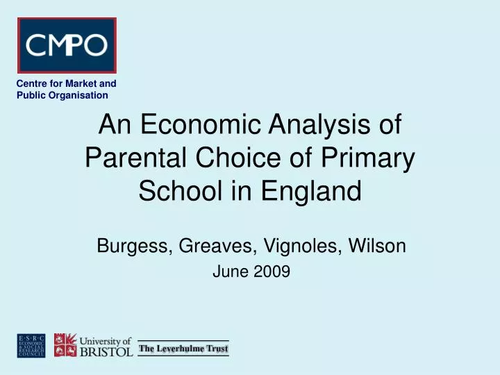 an economic analysis of parental choice of primary school in england