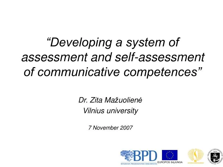 developing a system of assessment and self assessment of communicative competences