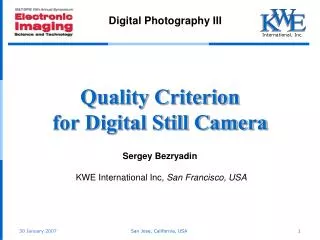 Quality Criterion for Digital Still Camera