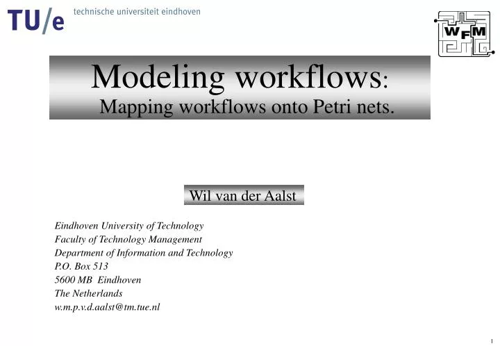 modeling workflows mapping workflows onto petri nets