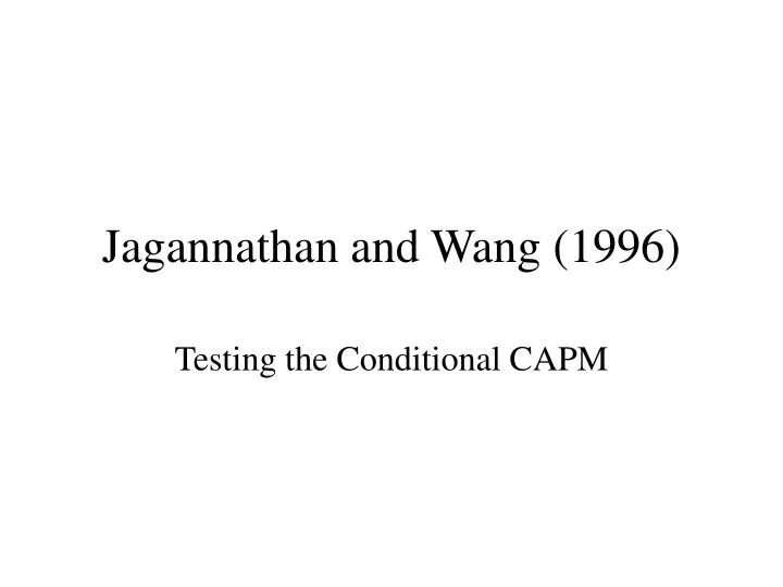 jagannathan and wang 1996