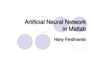 Artificial Neural Network in Matlab