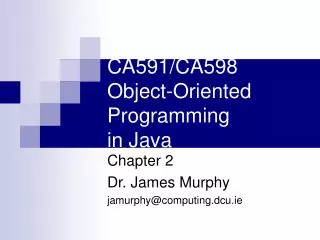 CA591/CA598 Object-Oriented Programming in Java