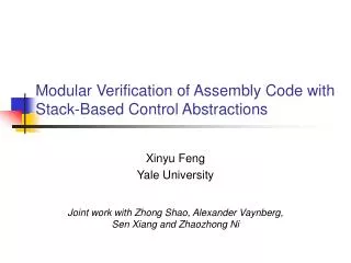 Modular Verification of Assembly Code with Stack-Based Control Abstractions