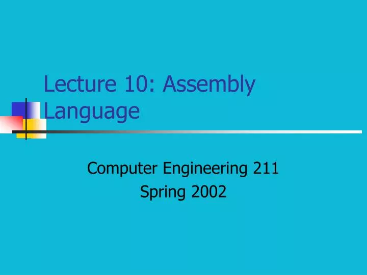 lecture 10 assembly language
