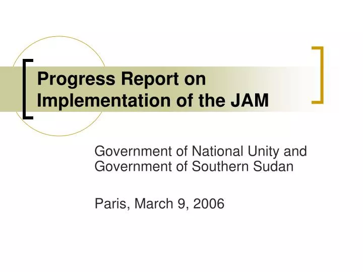 progress report on implementation of the jam