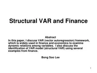 Structural VAR and Finance