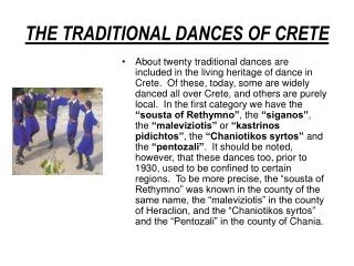THE TRADITIONAL DANCES OF CRETE