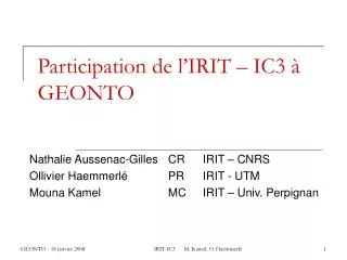 participation de l irit ic3 geonto