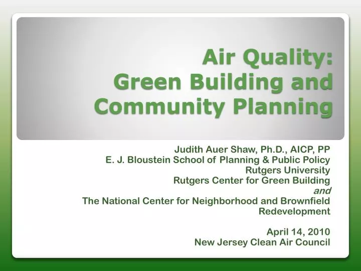 air quality green building and community planning