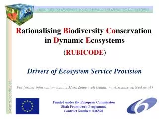 R ationalising Bi odiversity Co nservation in D ynamic E cosystems ( RUBICODE ) Drivers of Ecosystem Service Provis