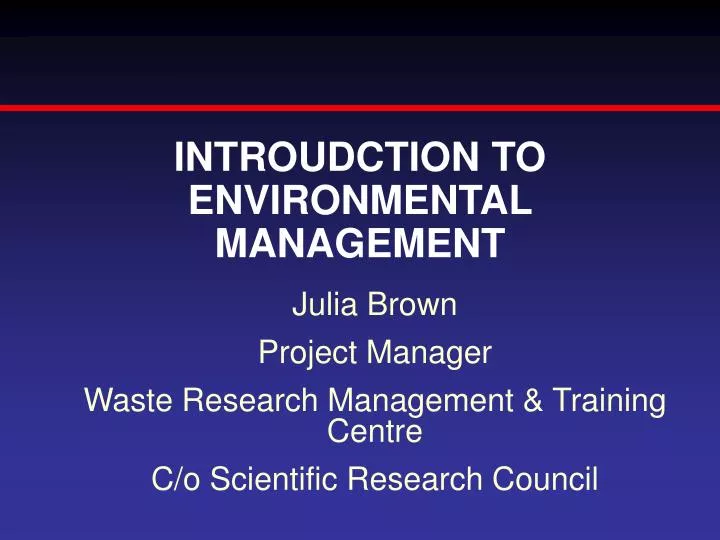 introudction to environmental management