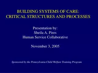 BUILDING SYSTEMS OF CARE: CRITICAL STRUCTURES AND PROCESSES