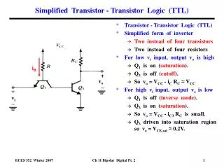 Simplified Transistor - Transistor Logic (TTL)