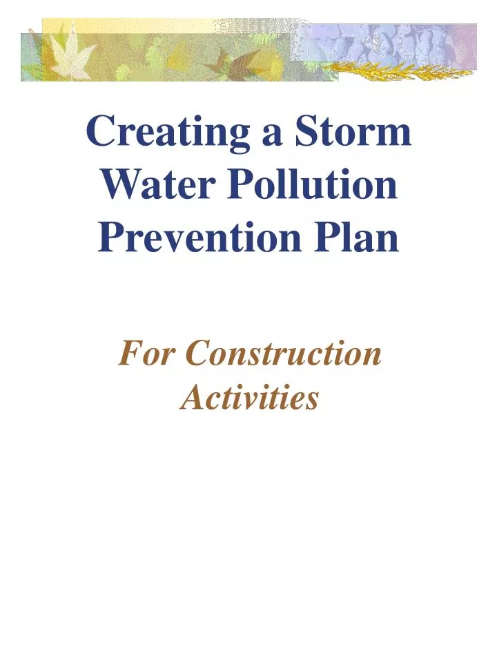 creating a storm water pollution prevention plan
