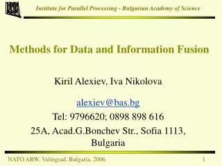 Methods for Data and Information Fusion