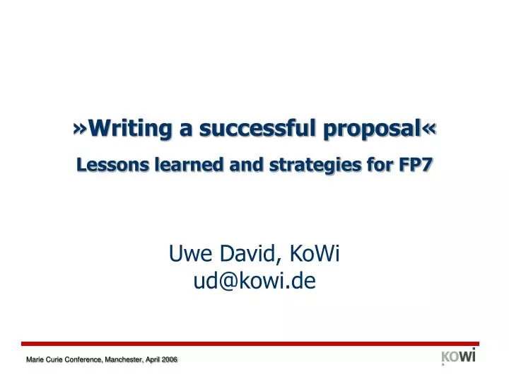 writing a successful proposal lessons learned and strategies for fp7