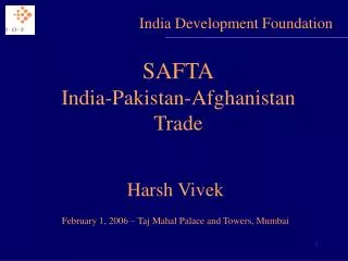 SAFTA India-Pakistan-Afghanistan Trade