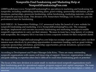 Nonprofits Find Fundraising and Marketing Help at NonprofitF