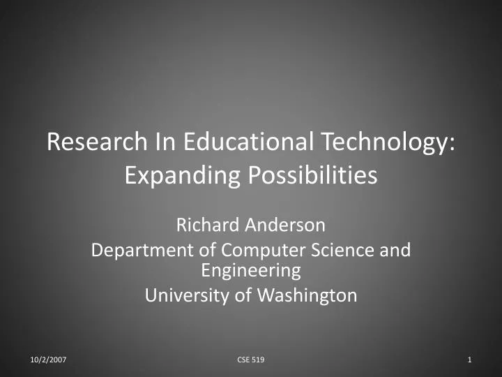 research in educational technology expanding possibilities