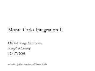 Monte Carlo Integration II