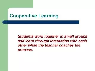 Cooperative Learning